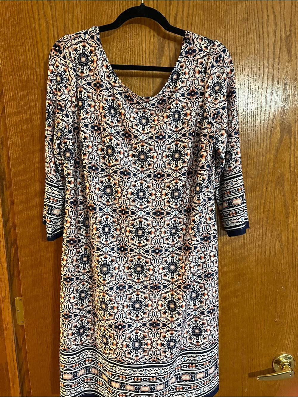 Women's Navy and White Ab Studio Patterned Shift Dress
